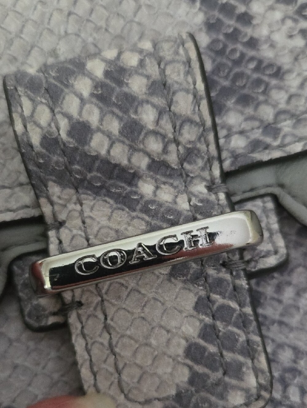 Gray Python-Print Top Handle Bag - Picture 7 of 8